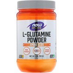 Now Foods, Спорт, L-глютамин в виде порошка, 454 г (1 фунт)
