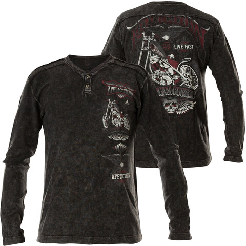 Affliction | Пуловер мужской STACKED MOTORS L/S HENLEY A20430I перед и спина