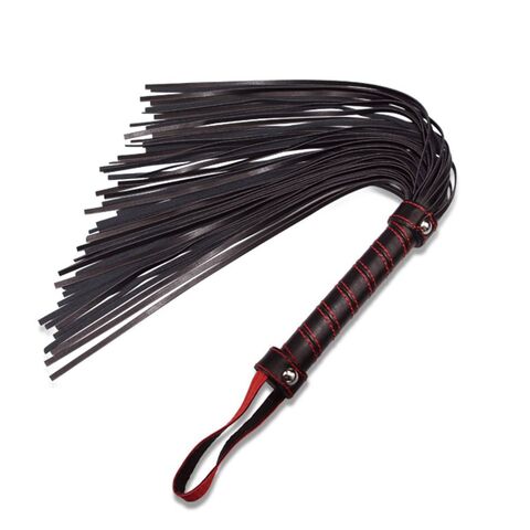 Черная плеть с петлей и контрастной красной строчкой - 45,7 см. - Lovetoy LV1656