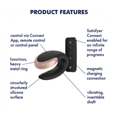 Смарт вибратор для пар Satisfyer Double Love Connect App черный