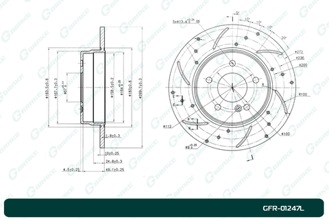 Диск тормозной перфорированный G-brake GFR-01247L левый