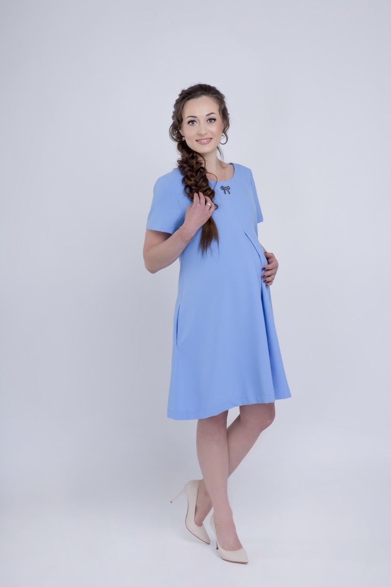 Фото платье для беременных Mama i Ja от магазина СкороМама, светло-голубой, размеры.