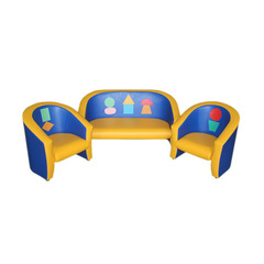 Комплект мягкой игровой мебели «Совенок с аппликацией» Геометрия сине-желтый
