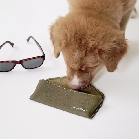 Футляр для очков Vision из кожи теленка, зеленого цвета