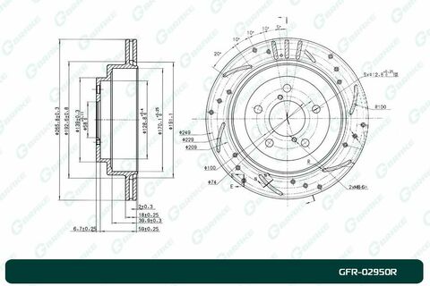 Диск тормозной перфорированный вентилируемый G-brake GFR-02950R правый