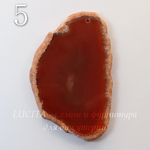 Подвеска Срез Агата (тониров), цвет - коричневый, 67-84 мм (№5 (77х48 мм))