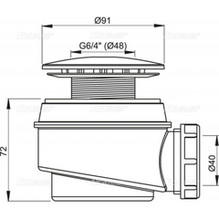A47CR D60 Сифон для душевого поддона хромированный