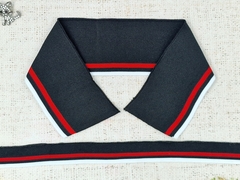 Комплект воротник ш. 7,5 см д. 45 см + подвяз ш. 2,7 см д. 89 см, чёрный с красным/белым