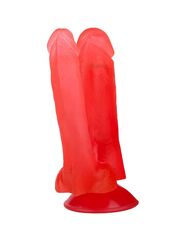 Малиновый гелевый анально-вагинальный фаллоимитатор на присоске - 14 см. - 