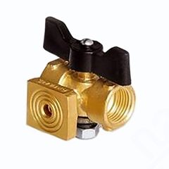 Кран латунный пробковый Пензапромарматура 11Б18бк(ф)2, DN 15, PN 16, трехходовой натяжной муфтовый для контрольного манометра, с фланцем, без ручки, резьба-G1/2-G1/2, муфта-муфта