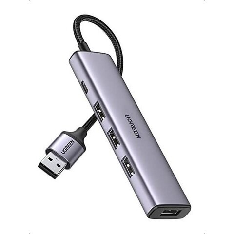 USB-хаб UGREEN USB 3.0 to 4x USB 3.0 Hub, серый космос CM473