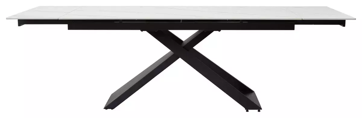 Стол LIVORNO 180 MATT WHITE MARBLE SOLID CERAMIC / BLACK, DISAUR