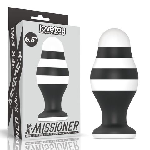 Черно-белая анальная втулка 6.5 X-Missioner Butt Plug - 17 см. - Lovetoy LV420002