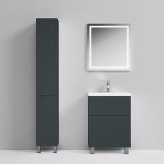 Тумба с раковиной напольная, 60 см, 2 ящика, графит матовый AM.PM Gem - M90FSX06022GM32