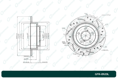 Диск тормозной перфорированный G-brake GFR-01123L левый