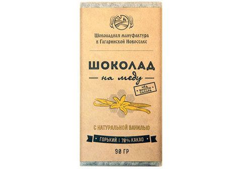 Горький шоколад на меду с ванилью, 90г
