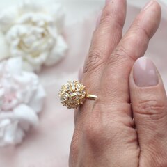 Кольцо с фианитами, позолота Д003