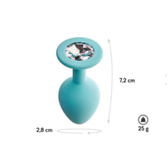 Анальная пробка с кристаллом Gamma, цвет Аквамарин + белый кристалл (CORE) (S)