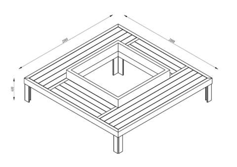 Bench CITY / quadrangular