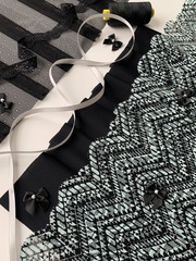 Кружево эластичное ментол/черное 21 см, Китай