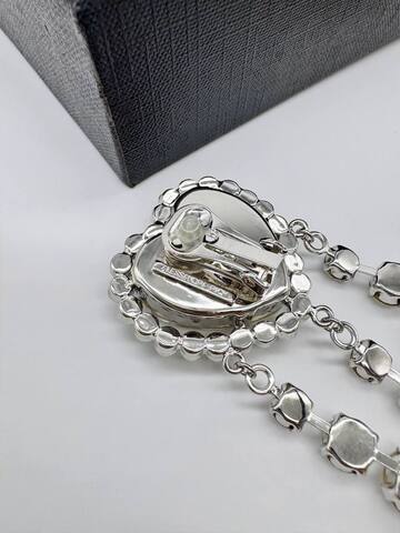 32153 -Серьги клипсы с подвесками с кристаллами и жемчугом в стиле Alessandra Rich