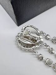 32153 -Серьги клипсы с подвесками с кристаллами и жемчугом в стиле Alessandra Rich