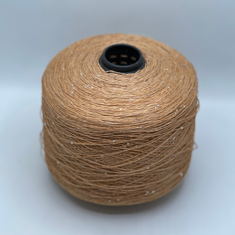 Бобинная пряжа, Linette Pailletes, 450м, 80% Лен, 20% Полиэстер(пайетка),Абрикос,меланж+пайетка.37914