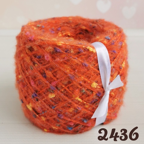 Фантазийная пряжа с бубышками 200м/100г, 2436, Терракот