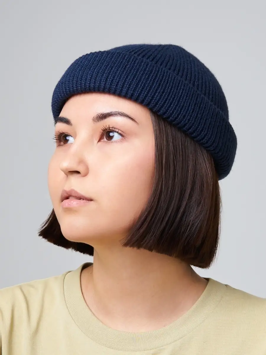 Шапка бини мужская женская унисекс короткая с отворотом, кусто, докер, докерская, укороченная, леон