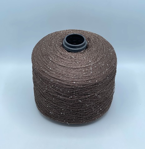 Бобинная пряжа, Linette Pailletes, 450м, 80% Лен, 20% Полиэстер(пайетка), Горький шоколад+пайетка. 39383