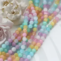 Селенит бусины, шарик, микс, 6 мм, 1 нить, К019