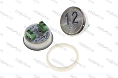 Кнопка (кнопочный модуль) BBP-R331-CMPLT-S-W "12 этаж", круглая, статическая белая подсветка, Брайль.