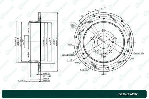Диск тормозной перфорированный G-brake GFR-01749R правый