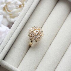 Кольцо с фианитами, позолота Д003