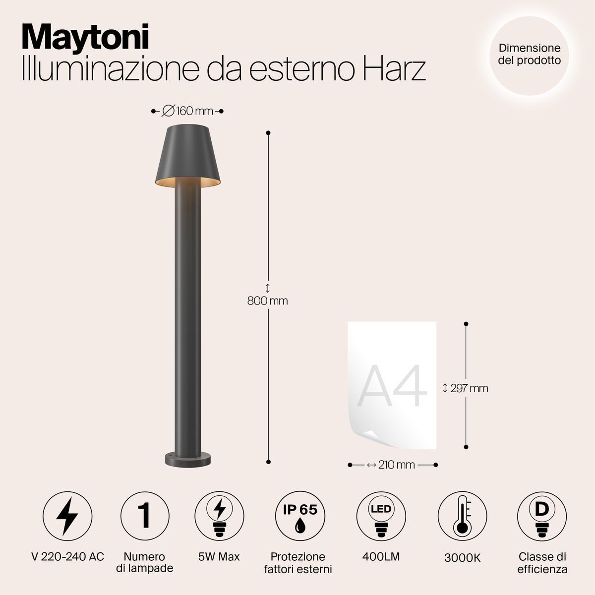 Уличный светодиодный светильник Maytoni Harz O421FL-L5GF