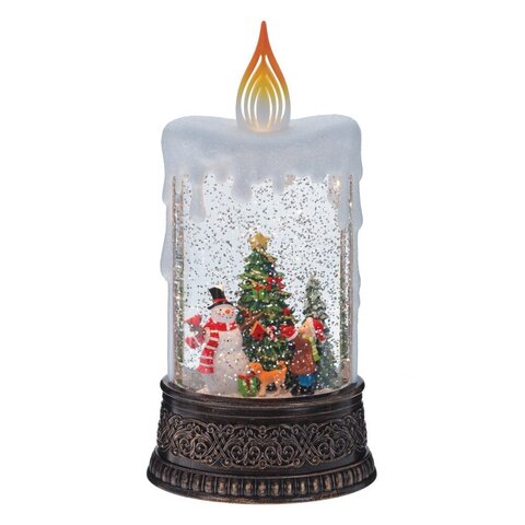 Изделие декоративное "Свеча" (подсвет, муз, вьюга, 3хААА н/п +USB), L12,5 W8 H25 см