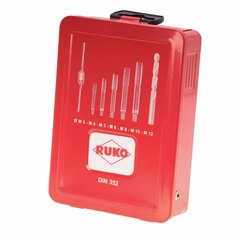 Набор метчиков однопроходных M3 -M12 HSS-G DIN352 (+ вороток, сверла) 15пр Ruko 245004