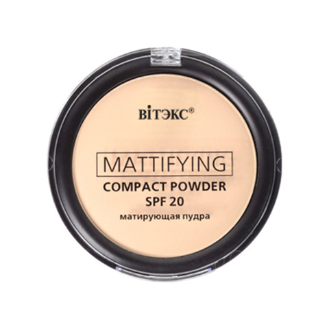 VITEX Пудра матирующая компактная для лица SPF20 тон 03 Soft beige 8г (Польша)