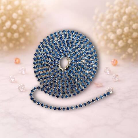 стразовая лента, цвет синий- метал серебро, 1метр