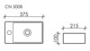 Ceramica Nova Element CN5008 Умывальник подвесной прямоугольный (отверстие под смеситель L), 37.5x21.5, цвет: белый