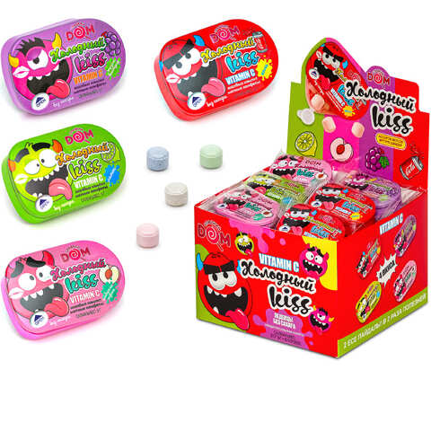 Конфеты ментоловые Холодный Kiss в железной банке 1кор*8бл*30шт, 9гр