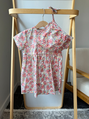 Новое хлопковое платье с шапочкой Bebe Organic, 86