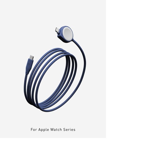Кабель Energea Flow DUO WATCH, 2 в 1, USB-C to USB-C/Apple Watch, 60W 1.5M, Синий | Blue