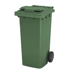 Бак для мусора 120л, с крышкой, на колесах, п/э, цвет зеленый 23.C29 green