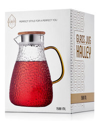 Кувшин для воды стеклянный с крышкой фильтром с желтой ручкой, 1,5 л