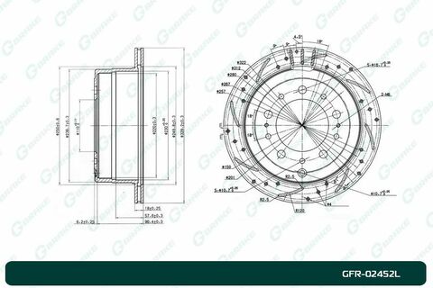 Диск тормозной перфорированный вентилируемый G-brake GFR-02452L левый