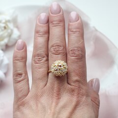 Кольцо с фианитами, позолота Д003