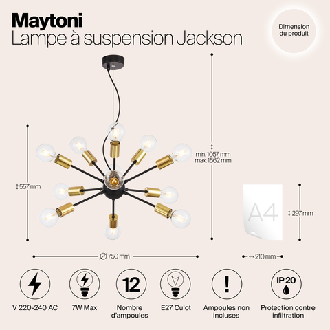 Подвесной светильник Maytoni Jackson T546PL-12B