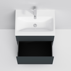 Тумба с раковиной напольная, 60 см, 2 ящика, графит матовый AM.PM Gem - M90FSX06022GM32