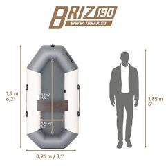 Надувная лодка ПВХ Тонар Бриз 190 с гребками